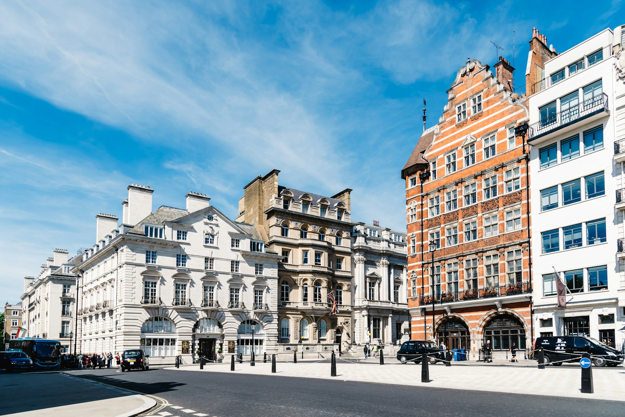 Luxury apartment buildings in a wealthy neighborhood of London, England, UK