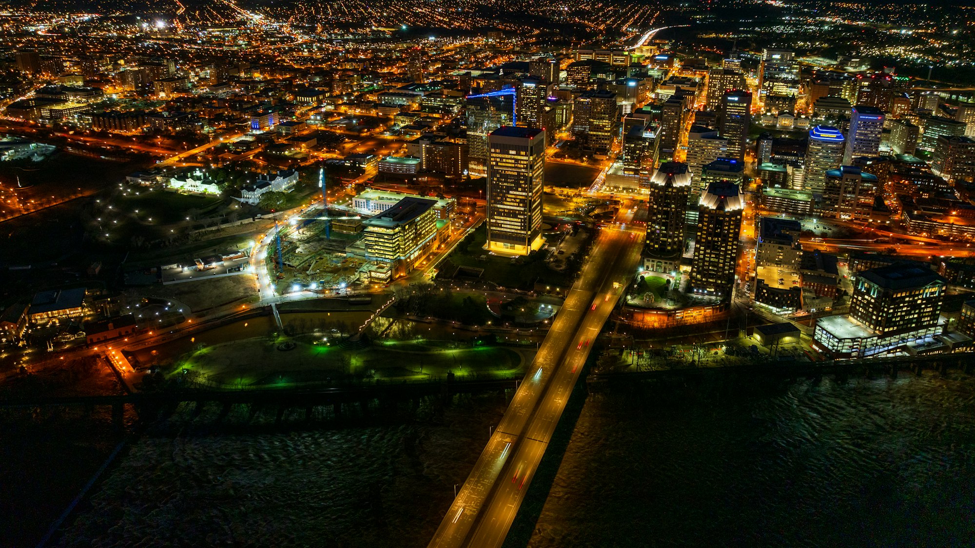 Aerial View at night of Richmond