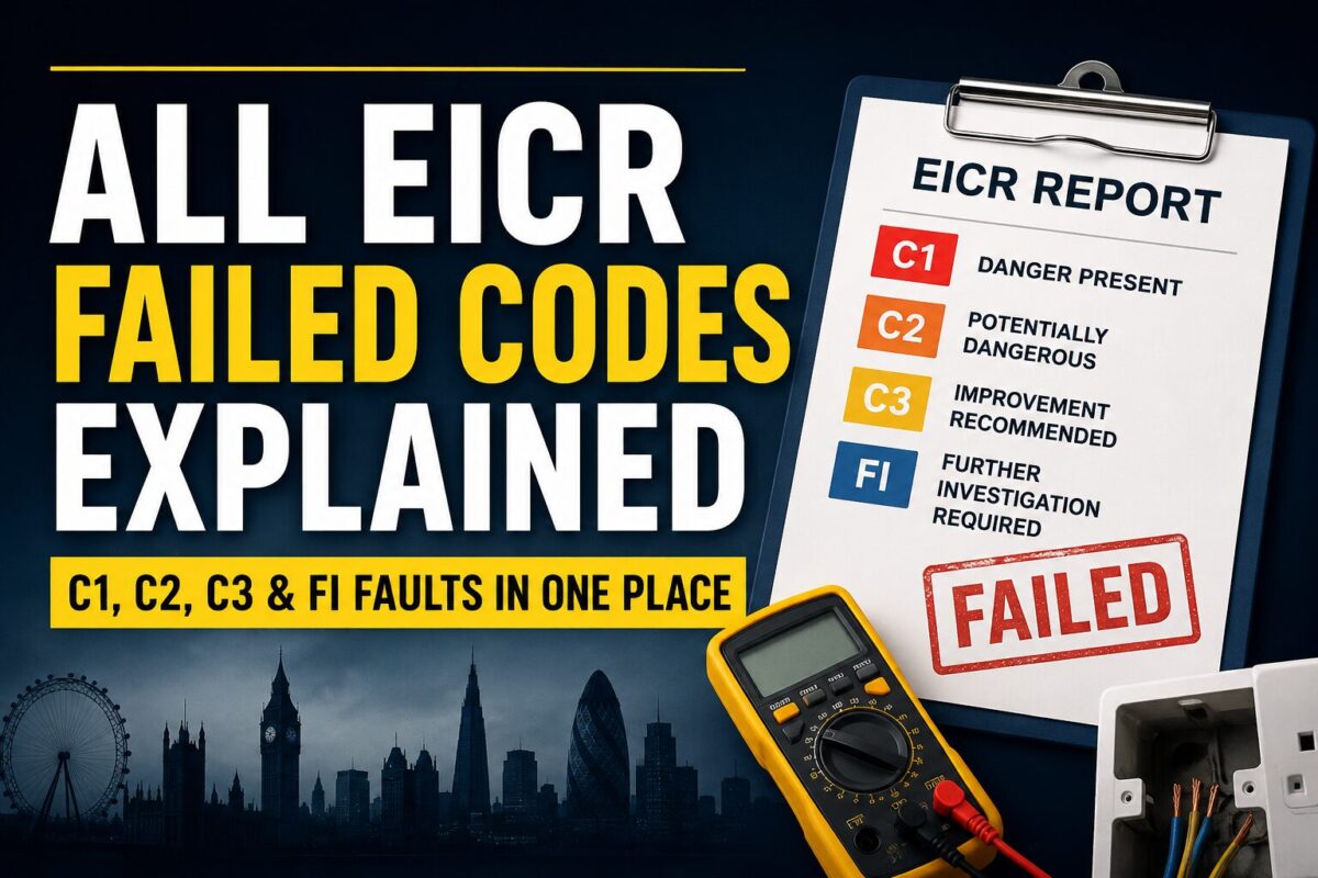 All EICR failed codes explained, including C1, C2, C3 and FI faults for London landlords and property owners.
