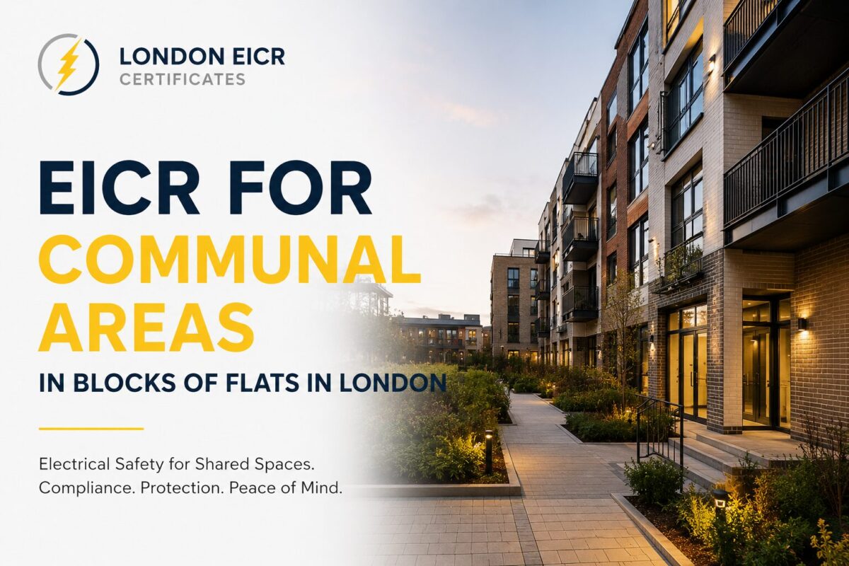 EICR for communal areas in blocks of flats in London with shared residential building entrance.