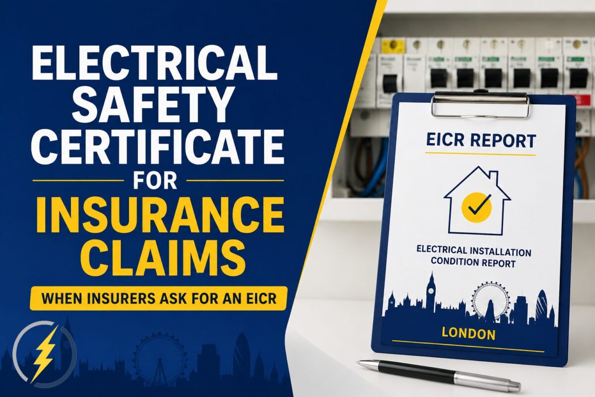 Electrical safety certificate for insurance claims and EICR report in London.