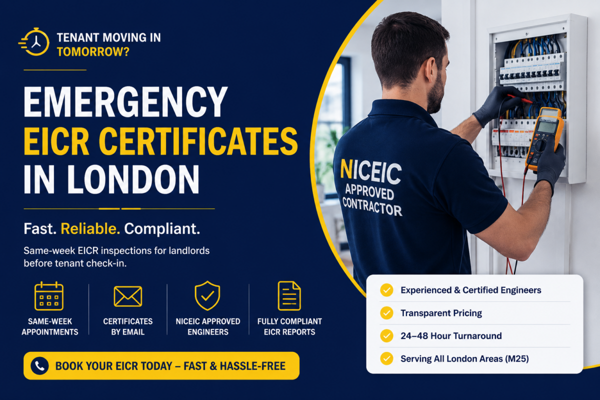Tenant Moving In Tomorrow? Emergency EICR Certificates in London