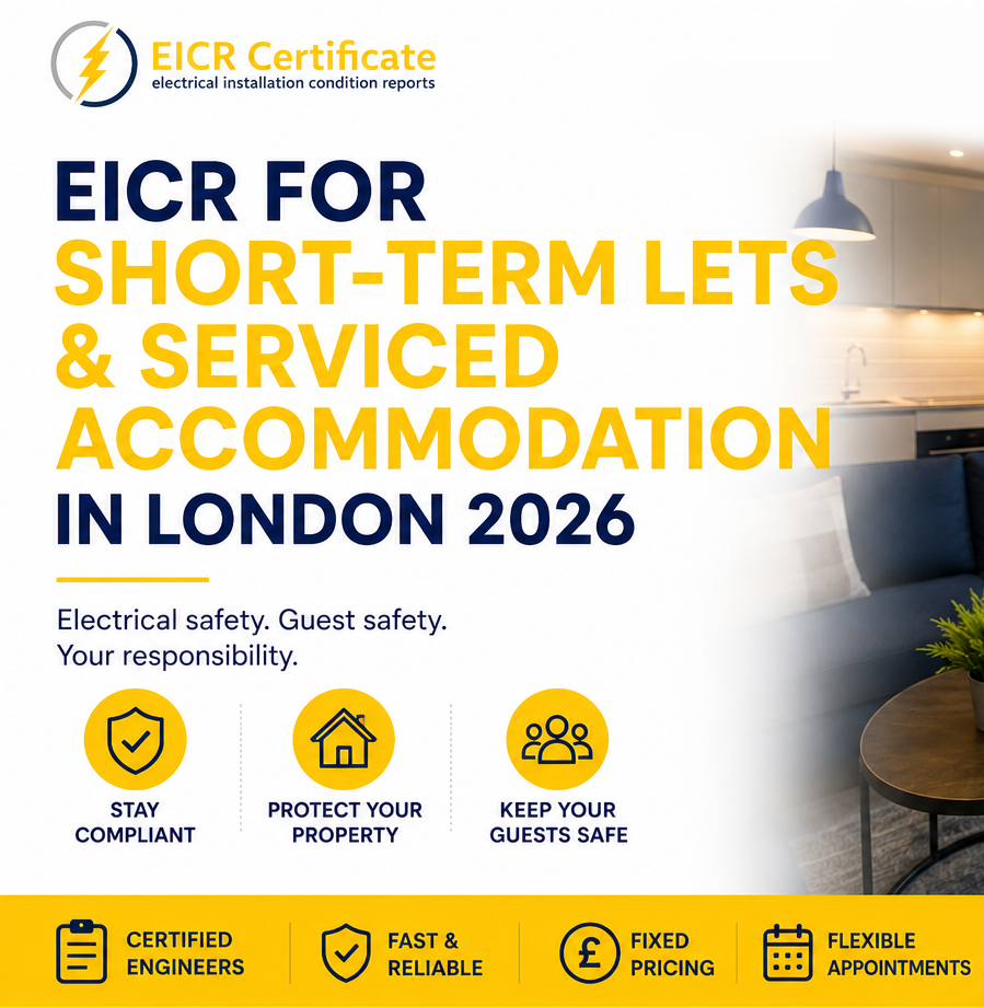 EICR guide for short-term lets, Airbnb properties and serviced accommodation in London 2026.