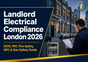 Landlord electrical compliance London 2026 guide covering EICR, PAT testing, fire safety, EPC and gas safety