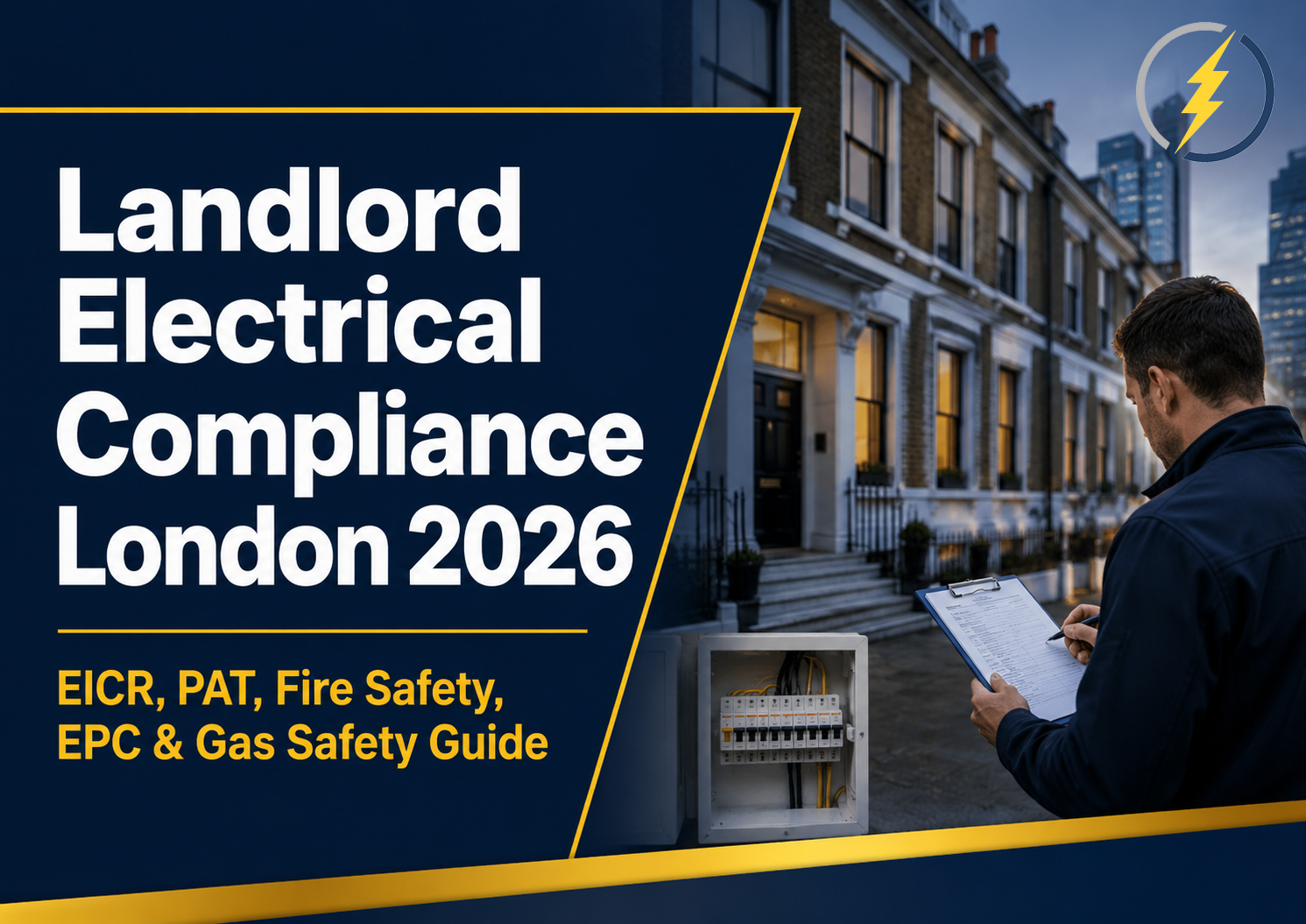 Landlord electrical compliance London 2026 guide covering EICR, PAT testing, fire safety, EPC and gas safety